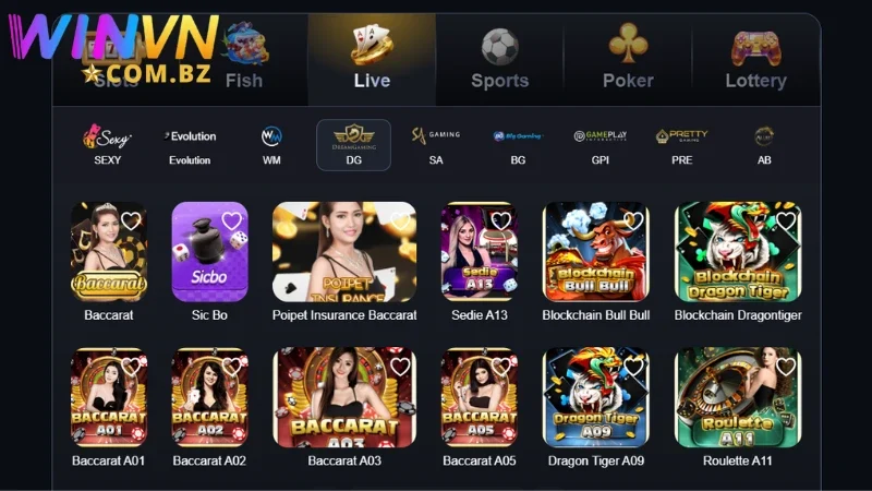 Sòng bài Sunwin tập hợp nhiều tựa game live casino hot