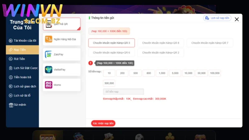 Thao tác nộp vốn nhanh chóng qua quét QR